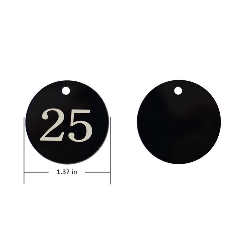 StayMax Acrylic ID Number Tags Key Tags with Key Rings Black (0-50) - Image 2